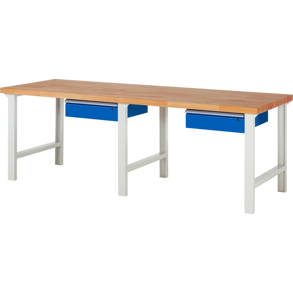 Produktabbildung: RAU Werkbank Serie 7000, HxBxT 840 x 2.500 x 900 mm, 2 Schubladen 2 x 150 mm