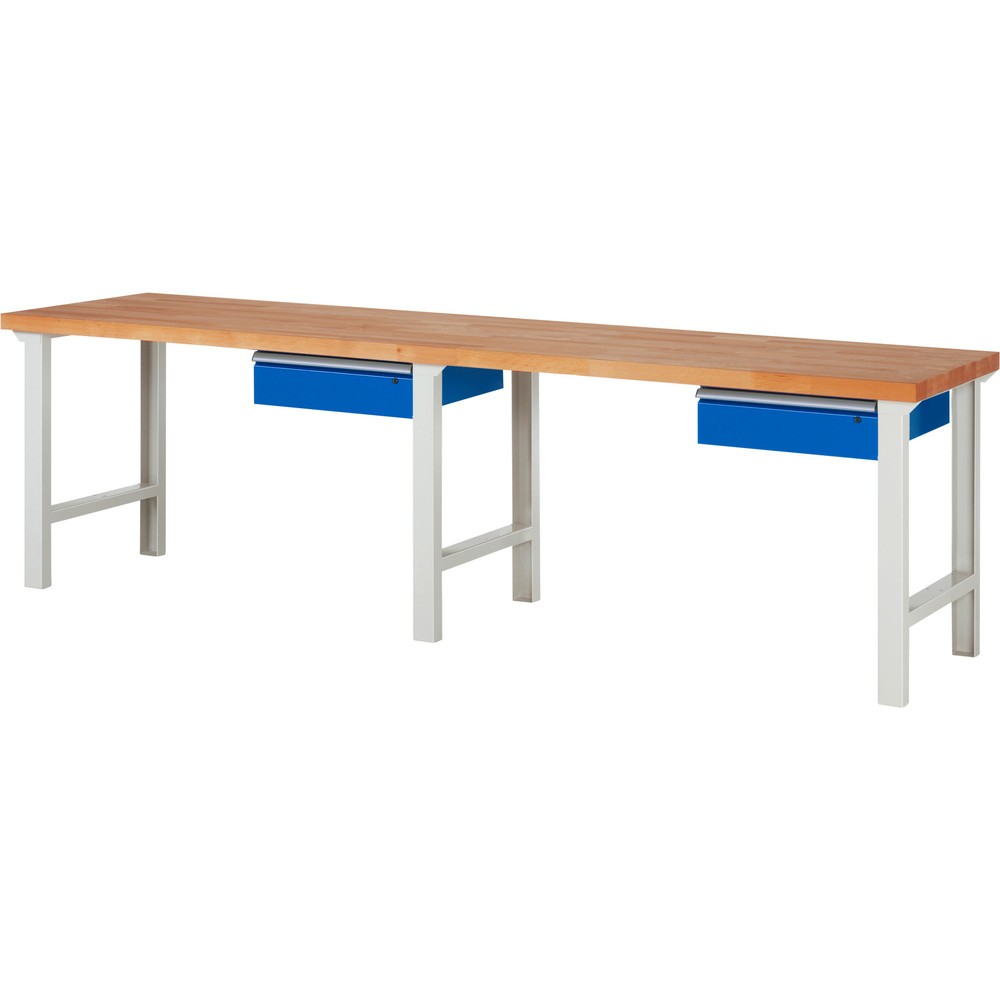 RAU Werkbank Serie 7000, HxBxT 840 x 3.000 x 700 mm, 2 Schubladen 2 x 150 mm Produktabbildung: RAU Werkbank Serie 7000, HxBxT 840 x 3.000 x 700 mm, 2 Schubladen 2 x 150 mm