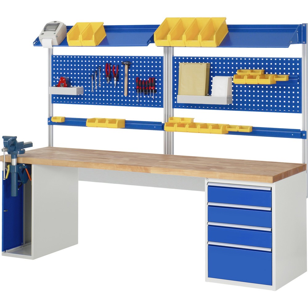 Produktabbildung Nr. 5: RAU Werkbank Serie 7000, 2 Container, SchraubstockHxBxT 890 x 2.500 x 700 mm, 4 x 90%-Auszug-Schubladen, Schubladen-TK 75 kg