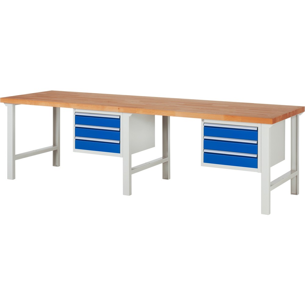Produktabbildung Nr. 1: RAU Werkbank Serie 7000, 2 Container, HxBxT 840 x 3.000 x 900 mm, 6 x 90%-Auszug-Schubladen 6 x 120 mm
