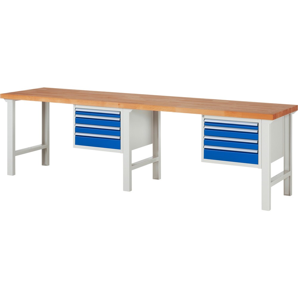 Produktabbildung Nr. 1: RAU Werkbank Serie 7000, 2 Container, HxBxT 840 x 3.000 x 700 mm, 8 x 90%-Auszug-Schubladen 2 x 60 mm, 4 x 90 mm, 2 x 120 mm, Schubladen-TK 100 kg