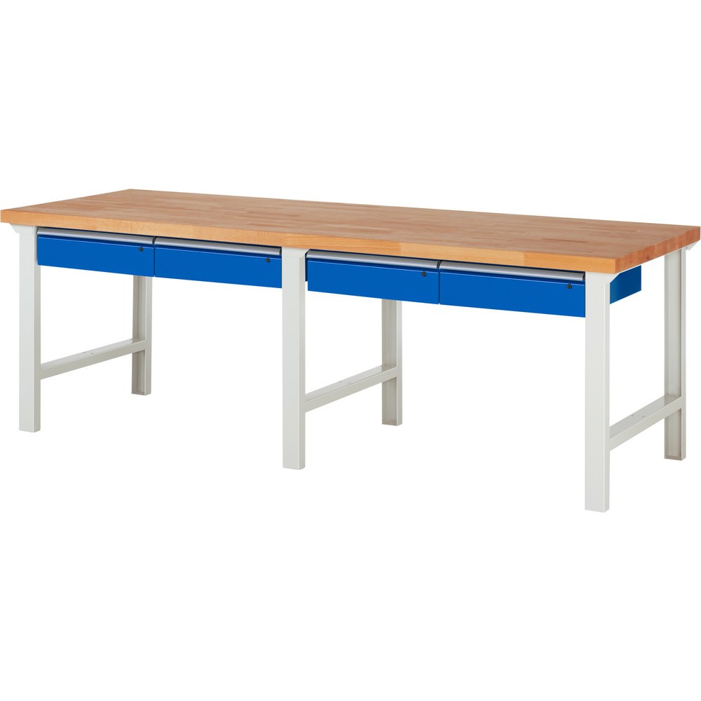 Produktabbildung: RAU Werkbank Serie 7000, HxBxT 840 x 2.500 x 900 mm, 4 Schubladen 4 x 150 mm