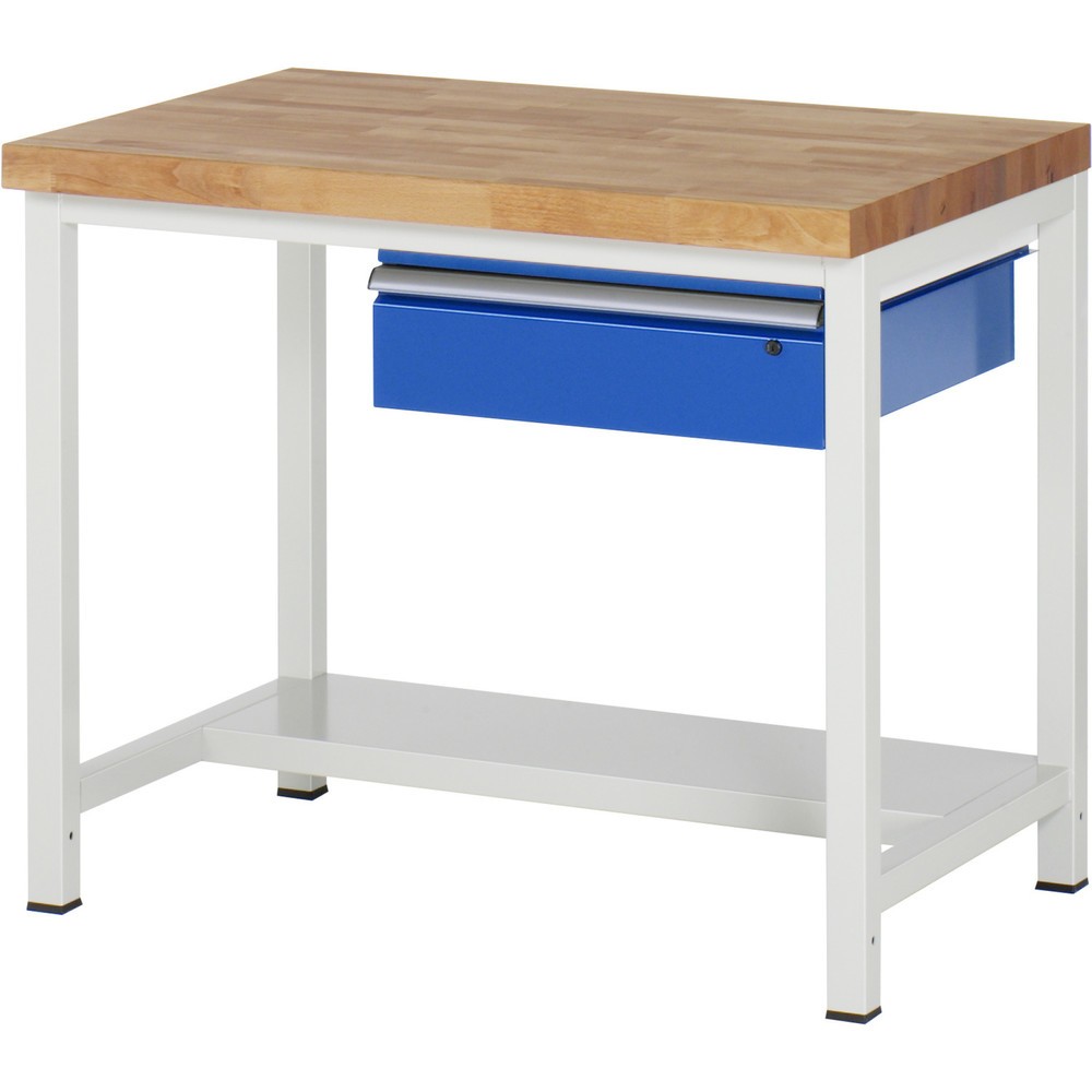 Produktabbildung Nr. 1: RAU Werkbank Serie 8000, HxBxT 840-1.040 x 1.000 x 700 mm, 1 Schublade, 1 Ablageboden Tiefe 320 mm