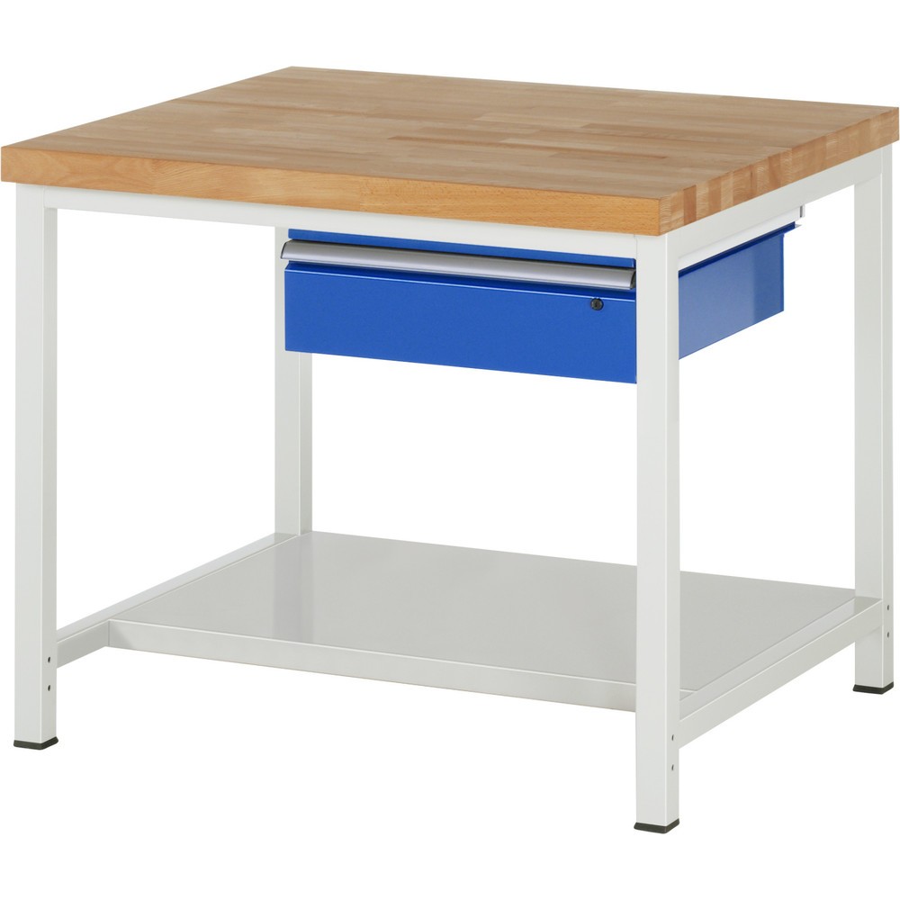 Produktabbildung: RAU Werkbank Serie 8000, HxBxT 840 x 1.000 x 900 mm, 1 Schublade, 1 Ablageboden Tiefe 650 mm