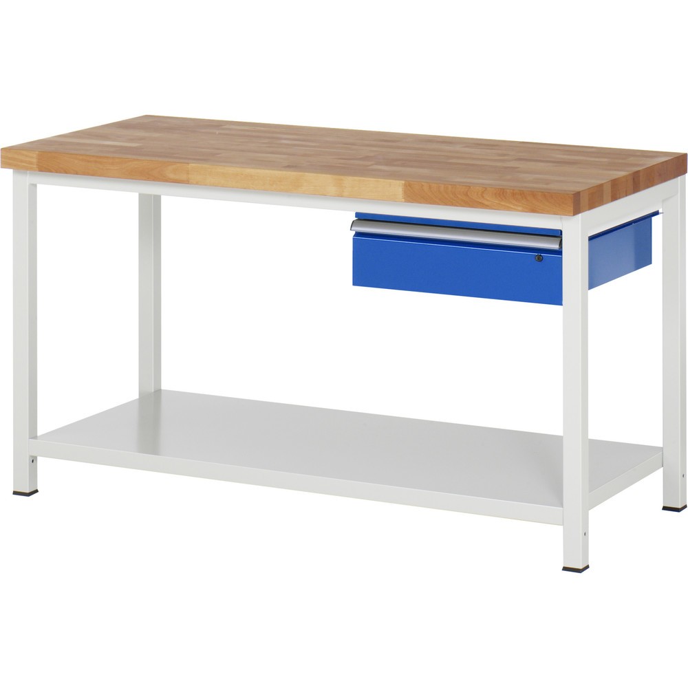 Produktabbildung Nr. 1: RAU Werkbank Serie 8000, HxBxT 840-1.040 x 1.500 x 700 mm, 1 Schublade, 1 Ablageboden Tiefe 650 mm