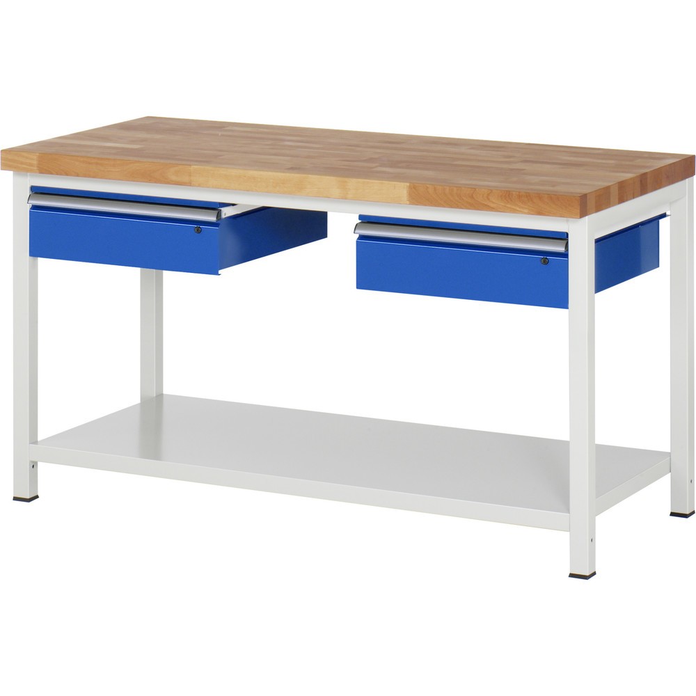 Produktabbildung Nr. 1: RAU Werkbank Serie 8000, HxBxT 840-1.040 x 1.500 x 700 mm, 2 Schubladen, 1 Ablageboden Tiefe 650 mm