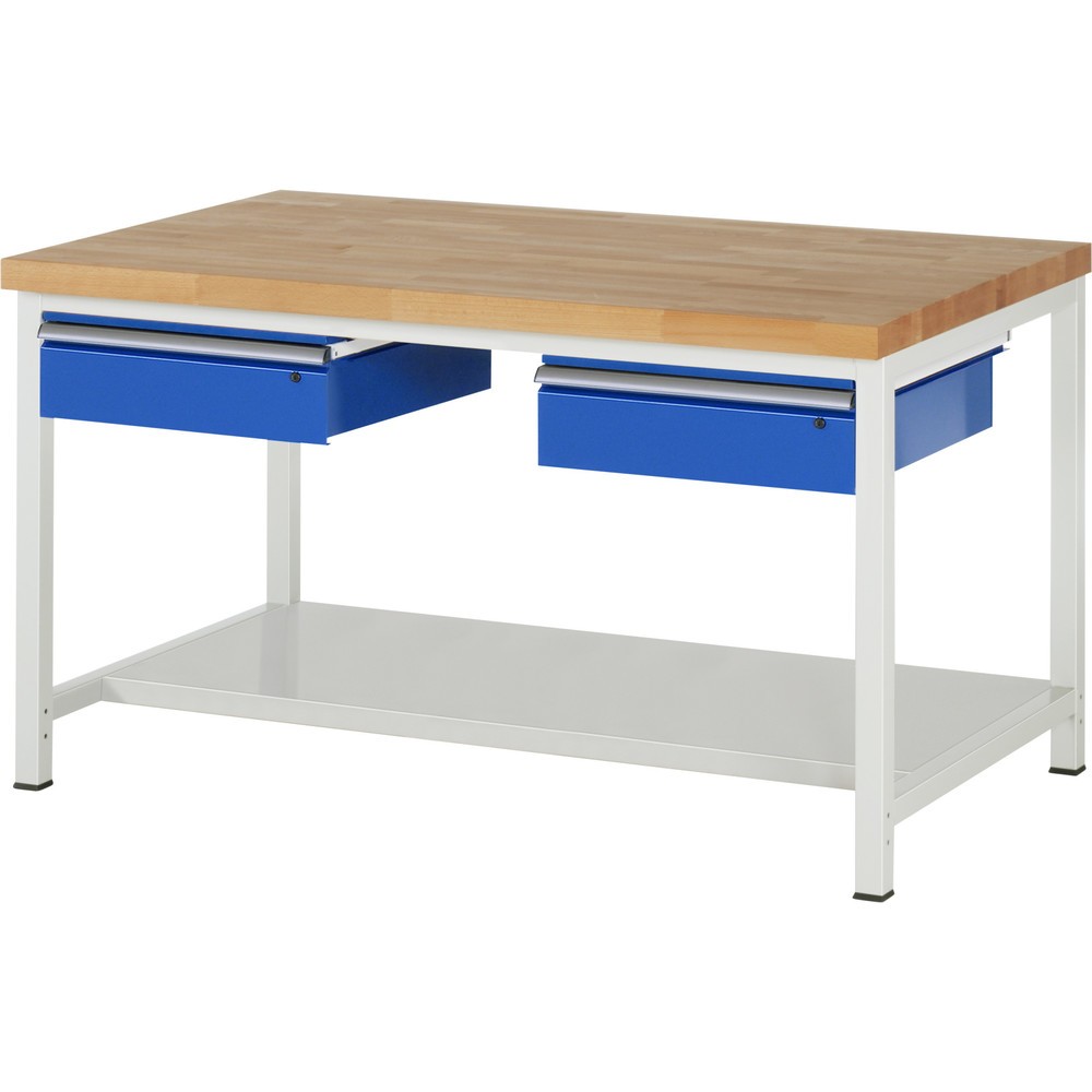 Produktabbildung Nr. 1: RAU Werkbank Serie 8000, HxBxT 840-1.040 x 1.500 x 900 mm, 2 Schubladen, 1 Ablageboden Tiefe 650 mm