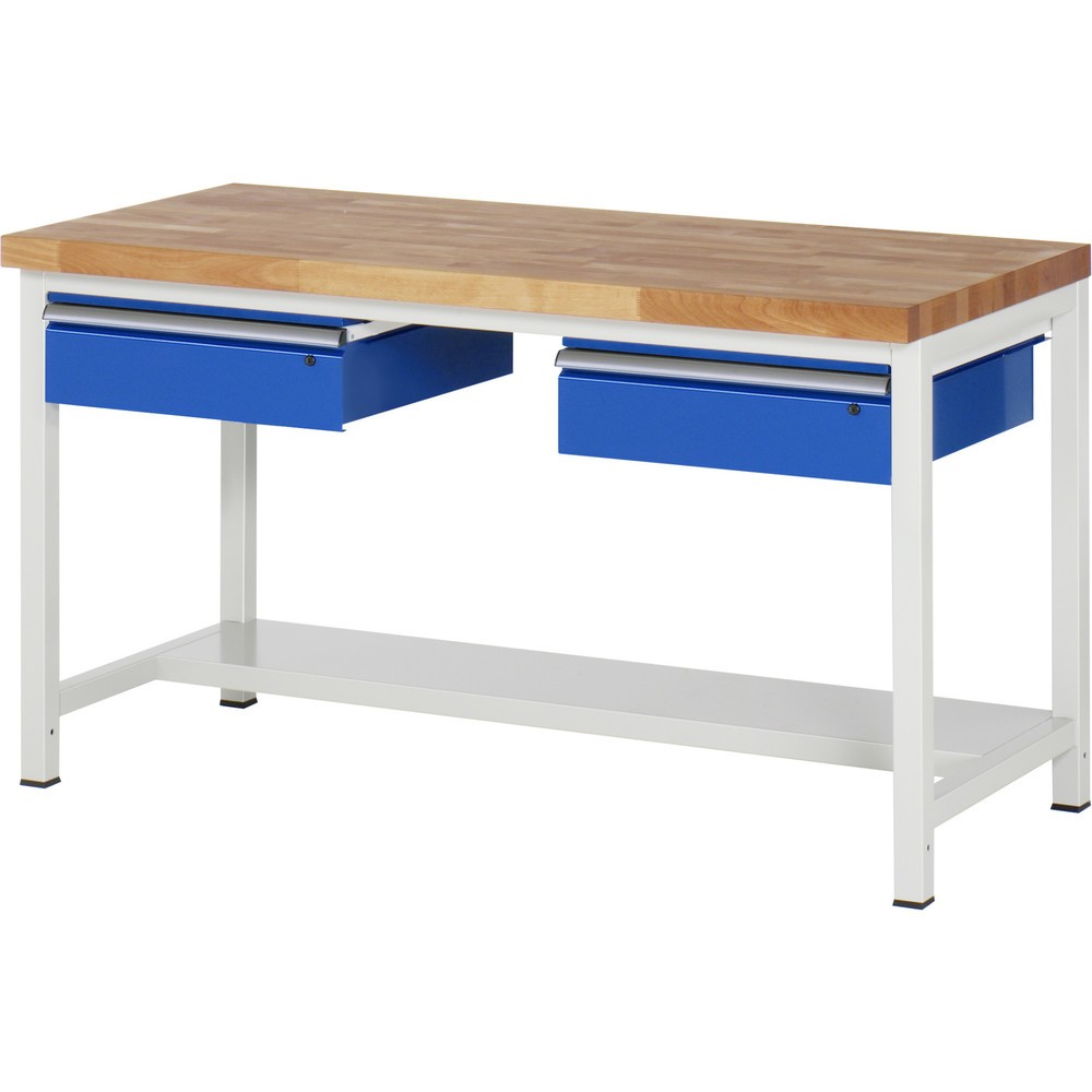 Produktabbildung Nr. 1: RAU Werkbank Serie 8000, HxBxT 840-1.040 x 1.500 x 700 mm, 2 Schubladen, 1 Ablageboden Tiefe 320 mm