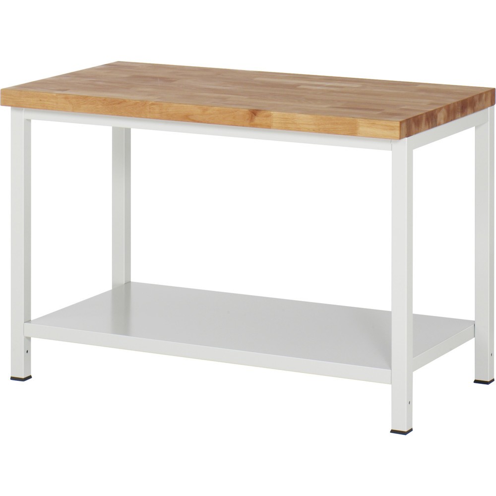 Produktabbildung: RAU Schwere Werkbank Serie 8000, 1 Ablageboden Tiefe 650 mm, HxBxT 840-1.040 x 1.250 x 700 mm