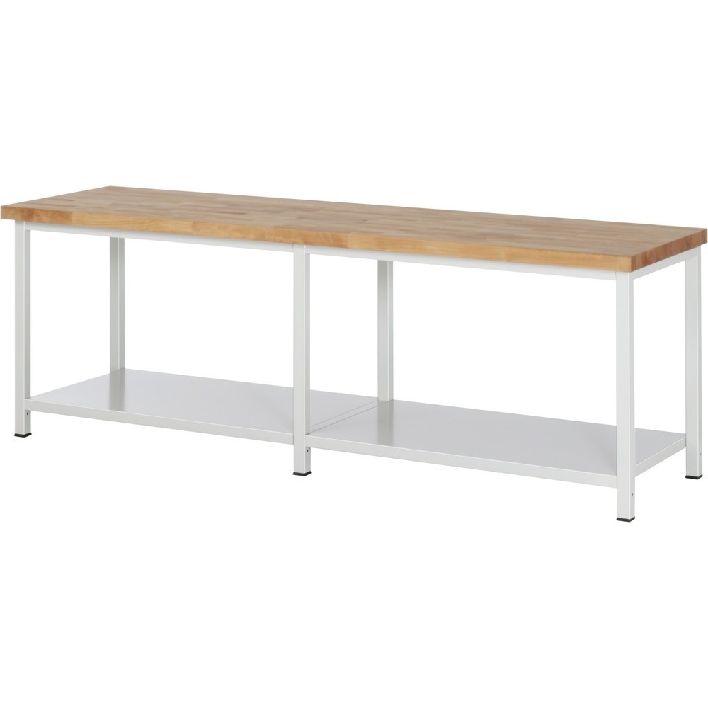 Produktabbildung: RAU Schwere Werkbank Serie 8000, 1 Ablageboden Tiefe 650 mm, HxBxT 840-1.040 x 2.500 x 700 mm