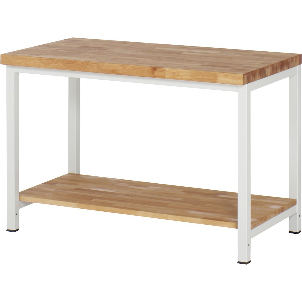 Produktabbildung Nr. 1: RAU Werkbank Serie 8000, 1 Buche-Massiv-Ablageboden Tiefe 557 mm, HxBxT 840 x 1.250 x 700 mm