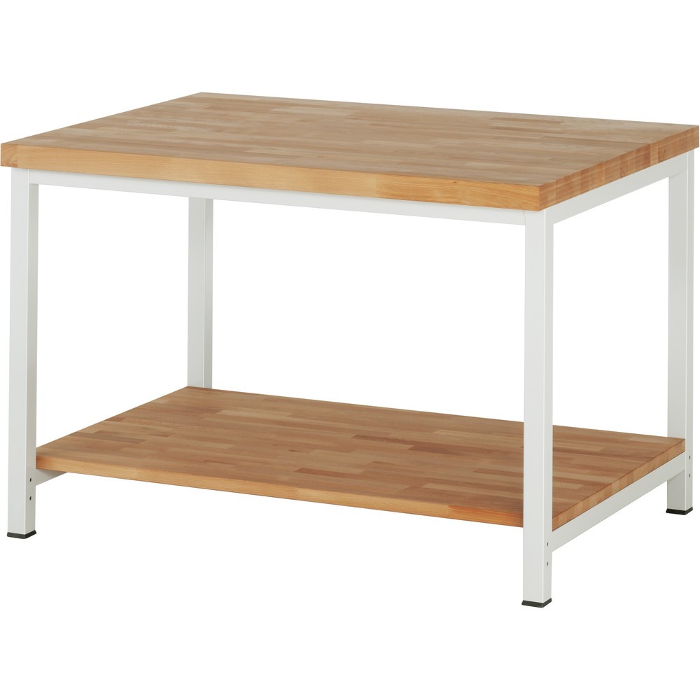 Produktabbildung Nr. 1: RAU Werkbank Serie 8000, 1 Buche-Massiv-Ablageboden Tiefe 757 mm, HxBxT 840 x 1.250 x 900 mm