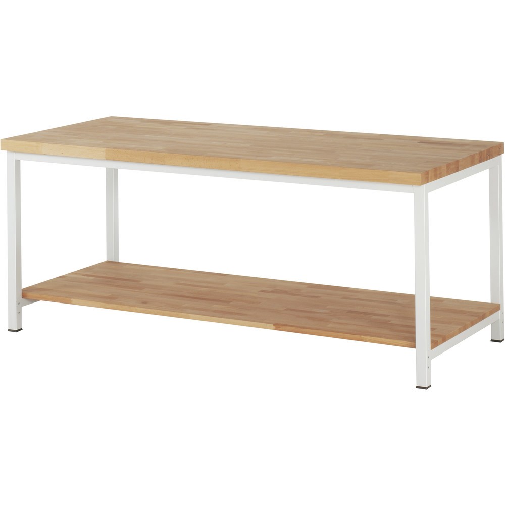 Produktabbildung Nr. 1: RAU Werkbank Serie 8000, 1 Buche-Massiv-Ablageboden Tiefe 757 mm, HxBxT 840 x 2.000 x 900 mm