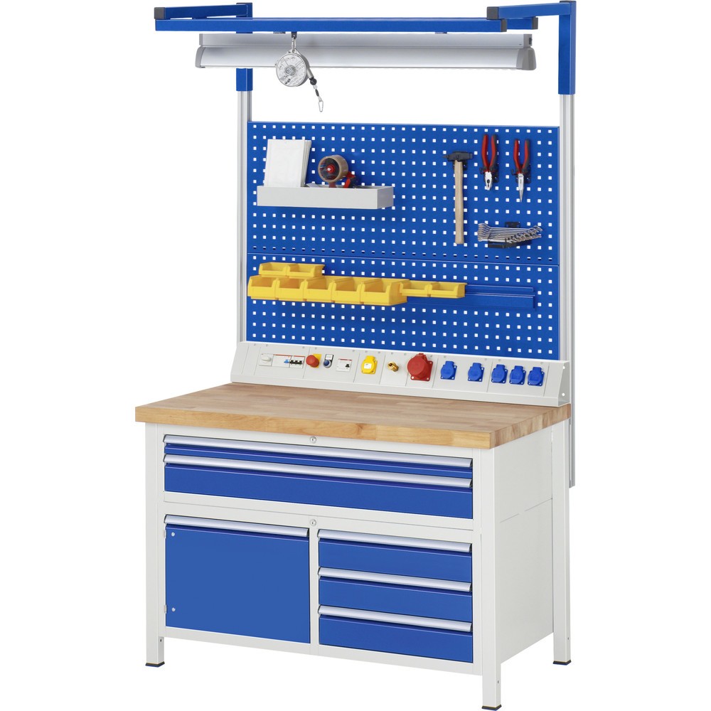 Produktabbildung Nr. 5: RAU Werkbank Serie 8000, 1 Dreifach-Container, HxBxT 840-1.040 x 1.250 x 700 mm, 7 x 90%-Auszug-Schubladen 3 x 60, 4 x 180 mm