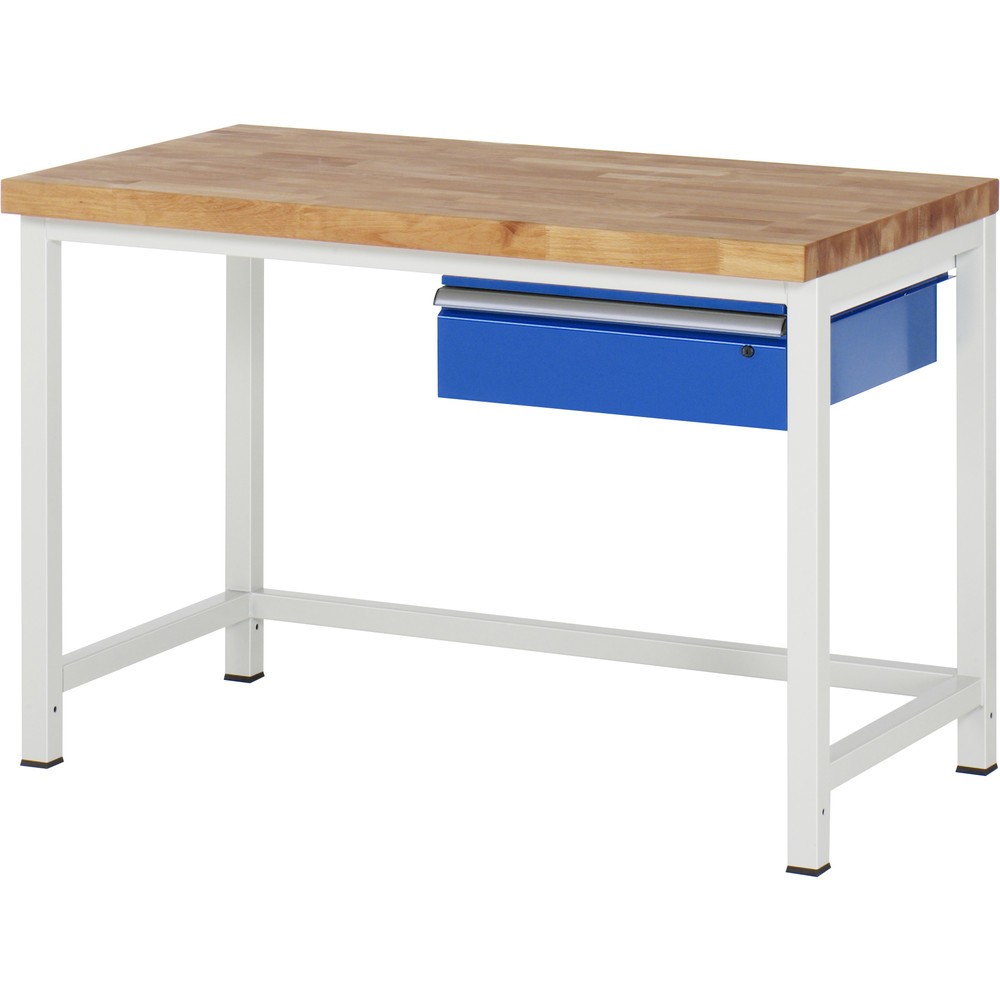 Produktabbildung: RAU Werkbank Serie 8000, HxBxT 840-1.040 x 1.250 x 700 mm, 1 Schublade