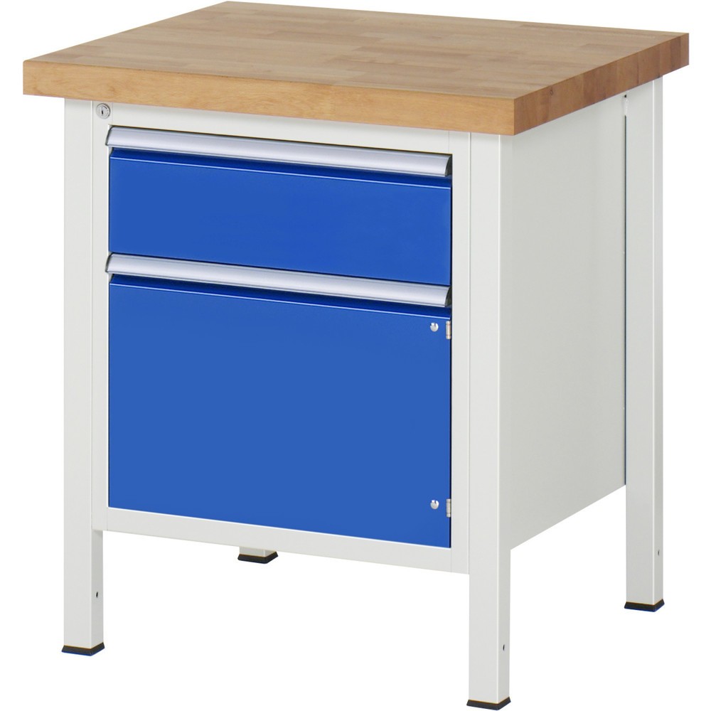 Produktabbildung: RAU Werkbank Serie 8000, 1 Flügeltür, HxBxT 840-1.040 x 750 x 700 mm, 1 x 90%-Auszug-Schublade, ErgoScript
