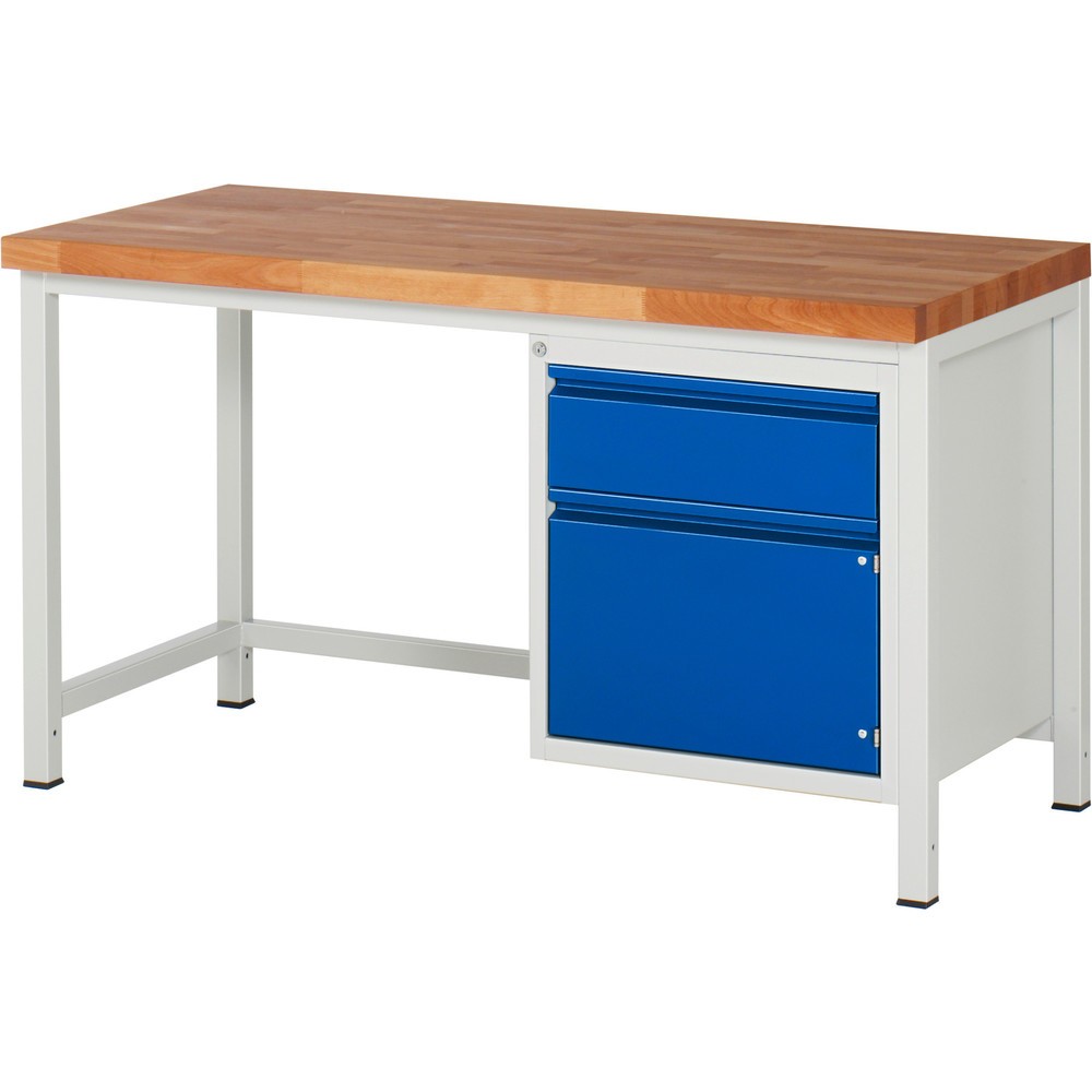 Produktabbildung Nr. 1: RAU Werkbank Serie 8000, 1 Flügeltür, HxBxT 840-1.040 x 1.500 x 700 mm, 1 x 90%-Auszug-Schublade, Griffleiste