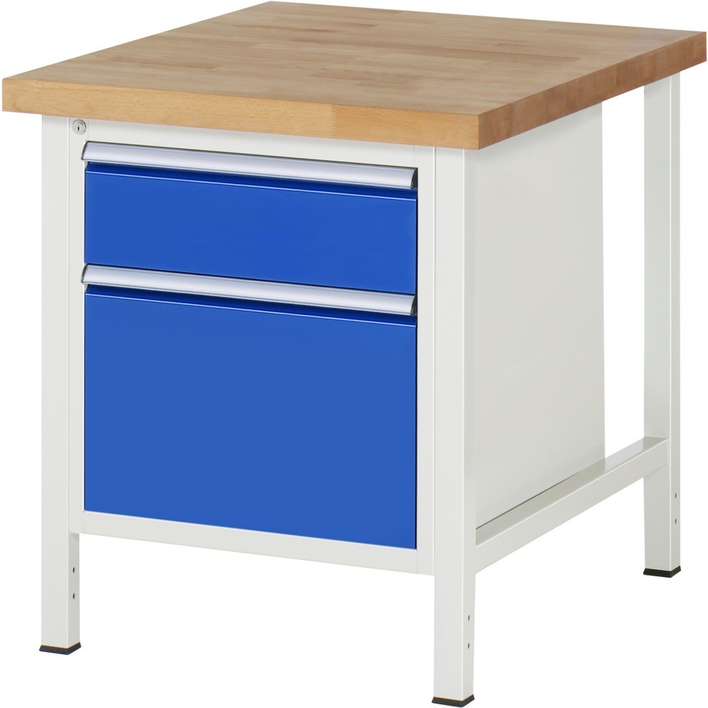 Produktabbildung: RAU Werkbank Serie 8000, HxBxT 840 x 750 x 900 mm, 2 x 90%-Auszug-Schubladen 1 x 180, 1 x 360 mm, Schubladen-TK 100 kg