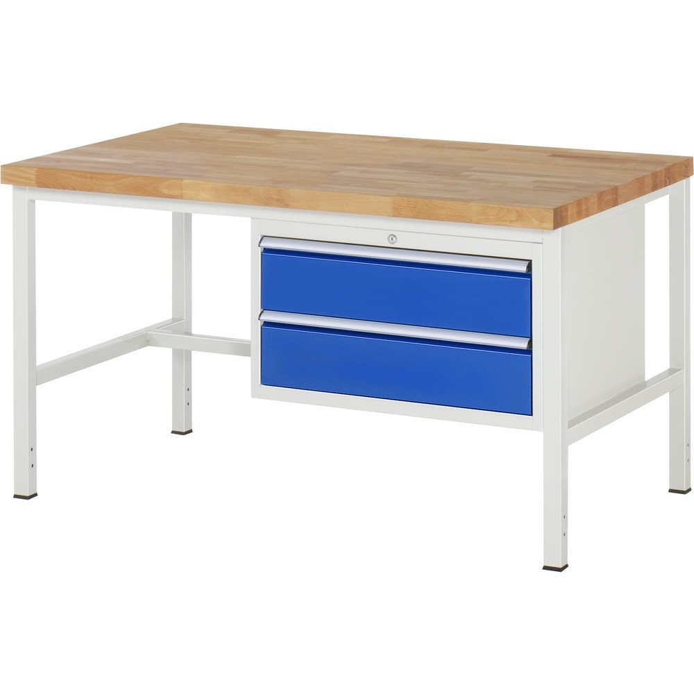 Produktabbildung: RAU Werkbank Serie 8000, HxBxT 840-1.040 x 1.500 x 900 mm, 2 x 100%-Auszug-Schubladen 2 x 180 mm, Schubladen-TK 75 kg