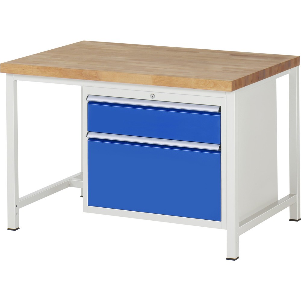 Produktabbildung Nr. 1: RAU Werkbank Serie 8000, HxBxT 840 x 1.250 x 900 mm, 2 x 100%-Auszug-Schubladen 1 x 180, 1 x 360 mm, Schubladen-TK 75 kg