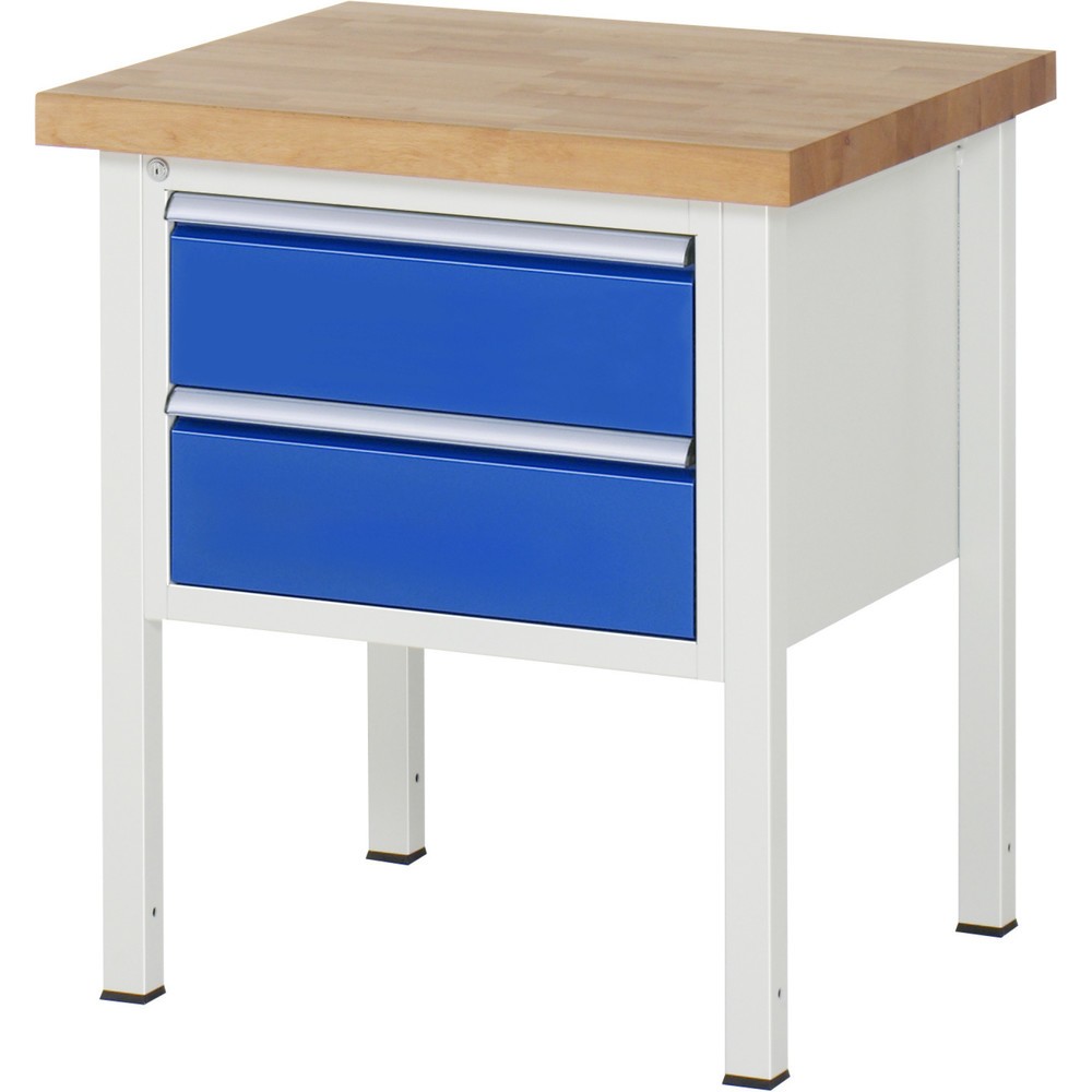Produktabbildung: RAU Werkbank Serie 8000, HxBxT 840-1.040 x 750 x 700 mm, 2 x 90%-Auszug-Schubladen 2 x 180 mm, Schubladen-TK 100 kg