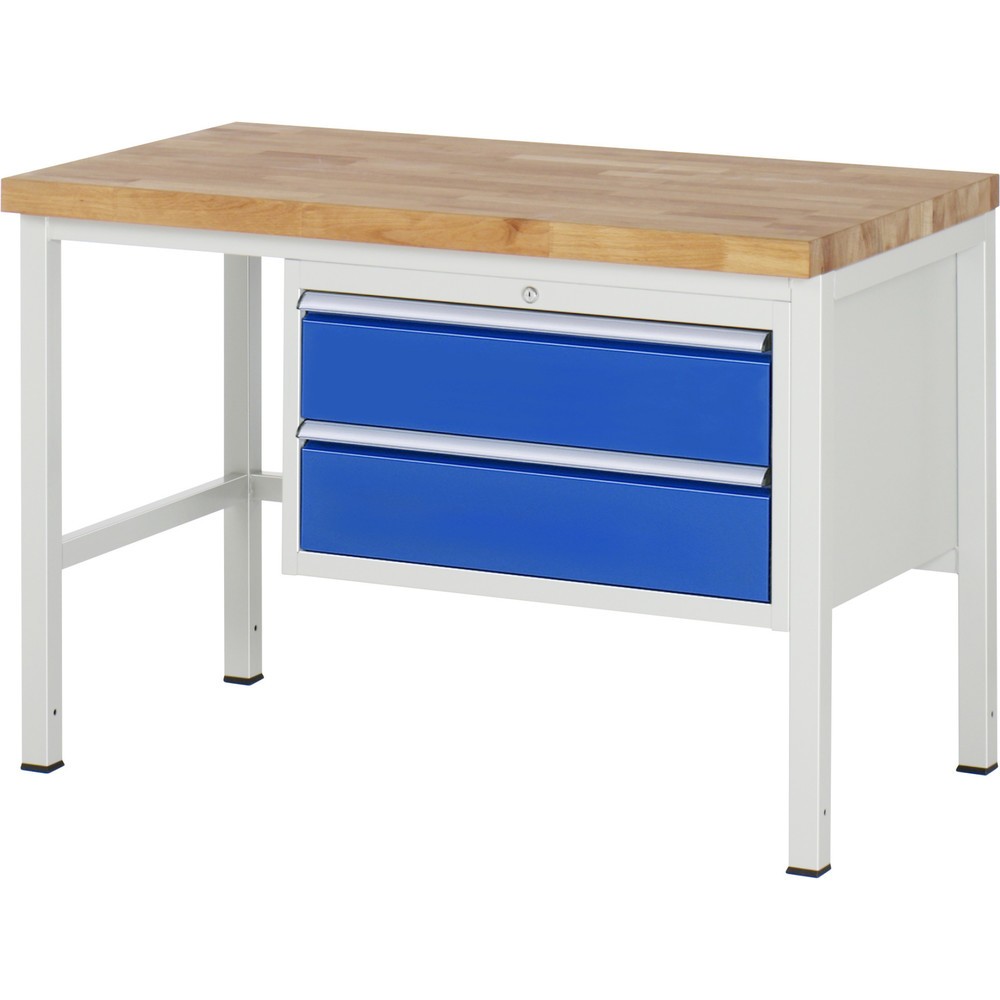 Produktabbildung Nr. 1: RAU Werkbank Serie 8000, HxBxT 840 x 1.250 x 700 mm, 2 x 100%-Auszug-Schubladen 2 x 180 mm, Schubladen-TK 75 kg