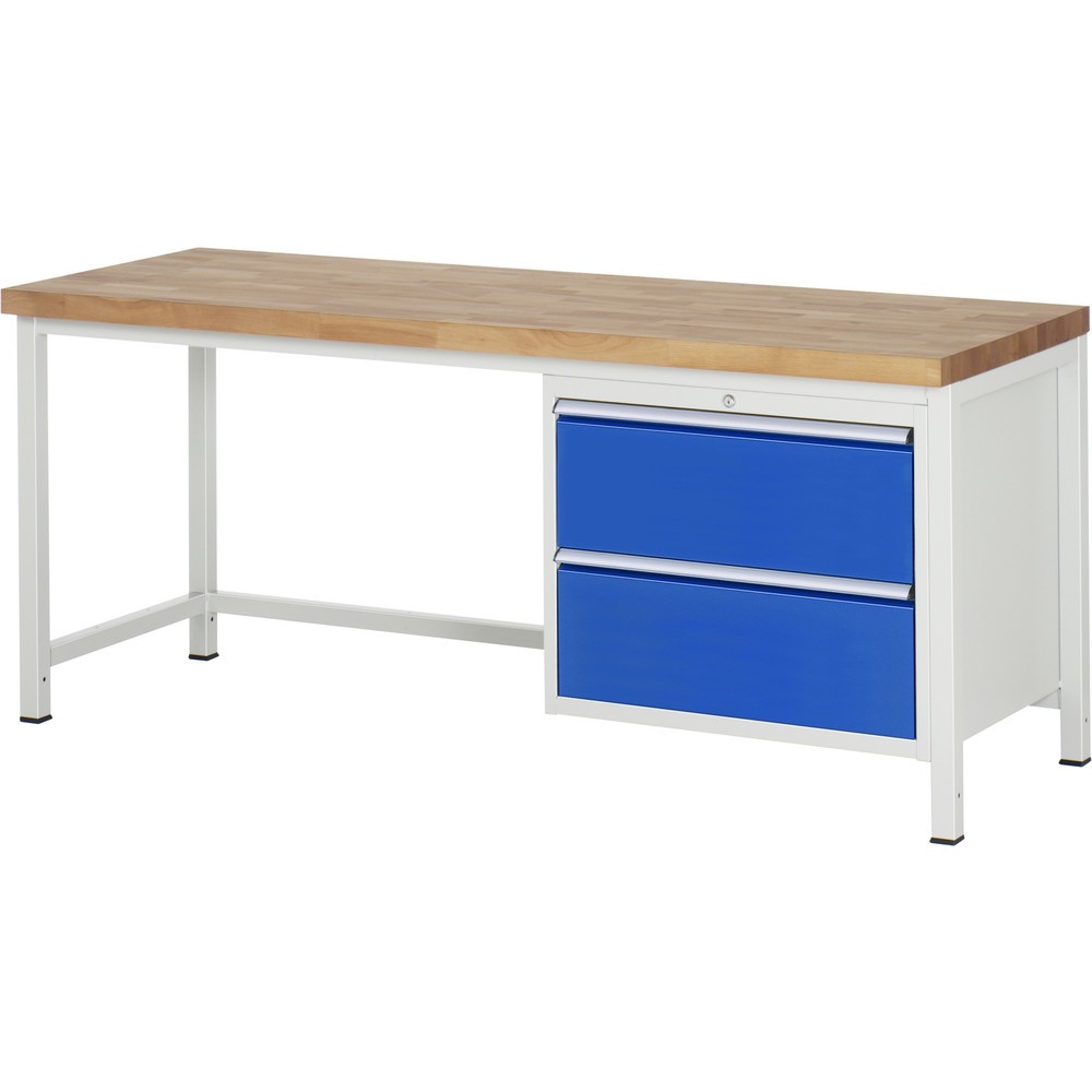 Produktabbildung Nr. 1: RAU Werkbank Serie 8000, HxBxT 840-1.040 x 2.000 x 700 mm, 2 x 100%-Auszug-Schubladen 2 x 270 mm, Schubladen-TK 75 kg