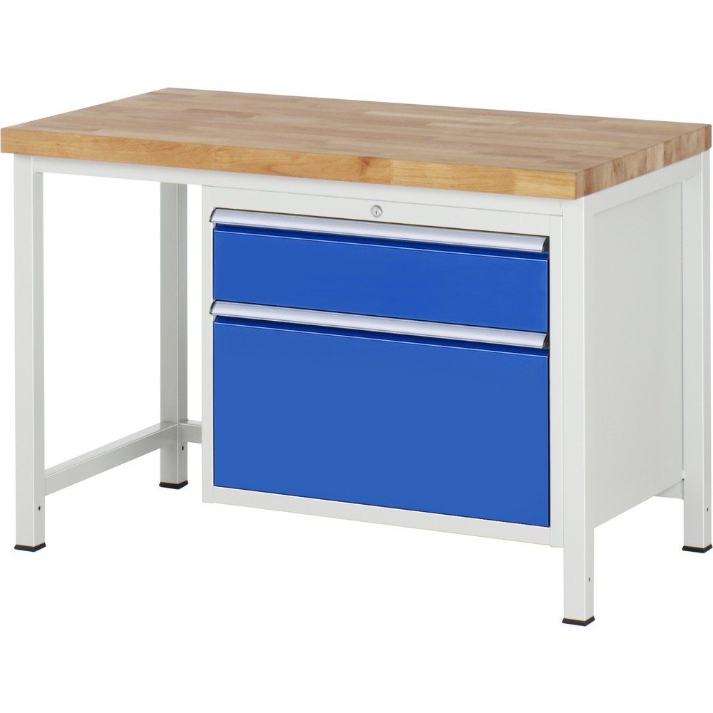 Produktabbildung Nr. 1: RAU Werkbank Serie 8000, HxBxT 840-1.040 x 1.250 x 700 mm, 2 x 100%-Auszug-Schubladen 1 x 180, 1 x 360 mm, Schubladen-TK 75 kg