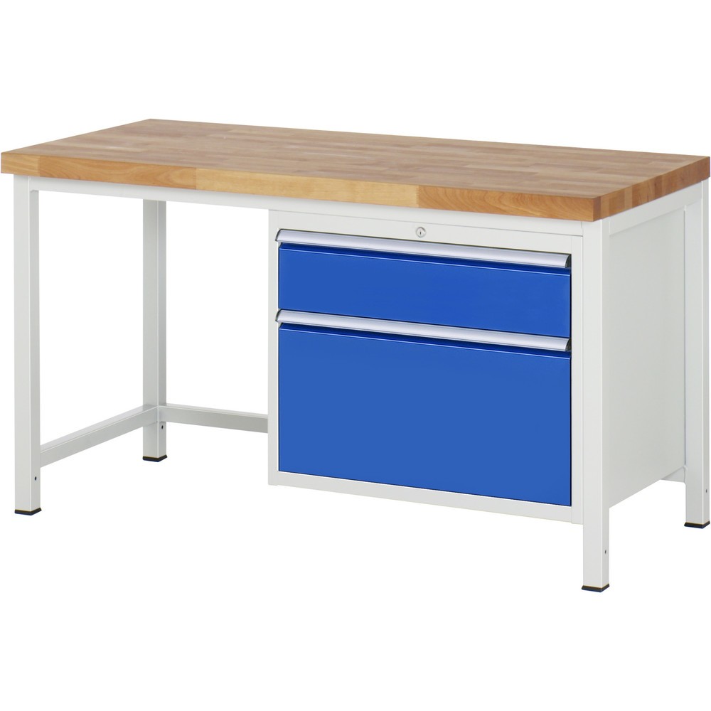 Produktabbildung Nr. 1: RAU Werkbank Serie 8000, HxBxT 840 x 1.500 x 700 mm, 2 x 100%-Auszug-Schubladen 1 x 180, 1 x 360 mm, Schubladen-TK 75 kg