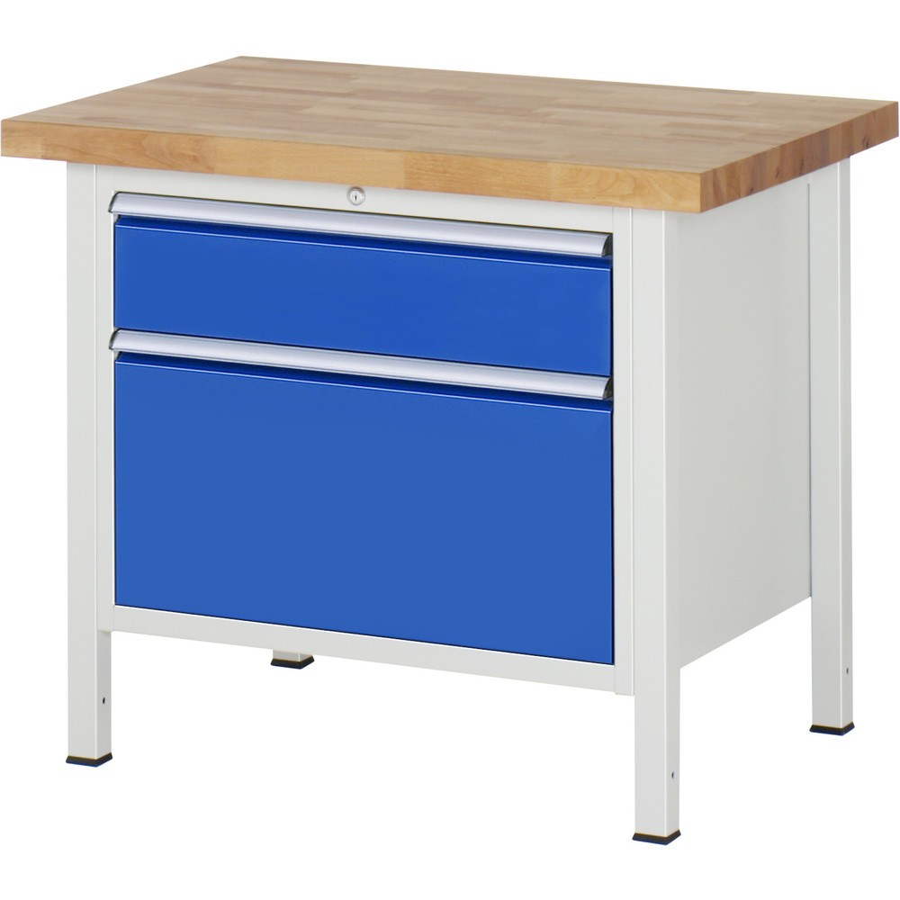 Produktabbildung Nr. 1: RAU Werkbank Serie 8000, HxBxT 840 x 1.000 x 700 mm, 2 x 100%-Auszug-Schubladen 1 x 180, 1 x 360 mm, Schubladen-TK 75 kg