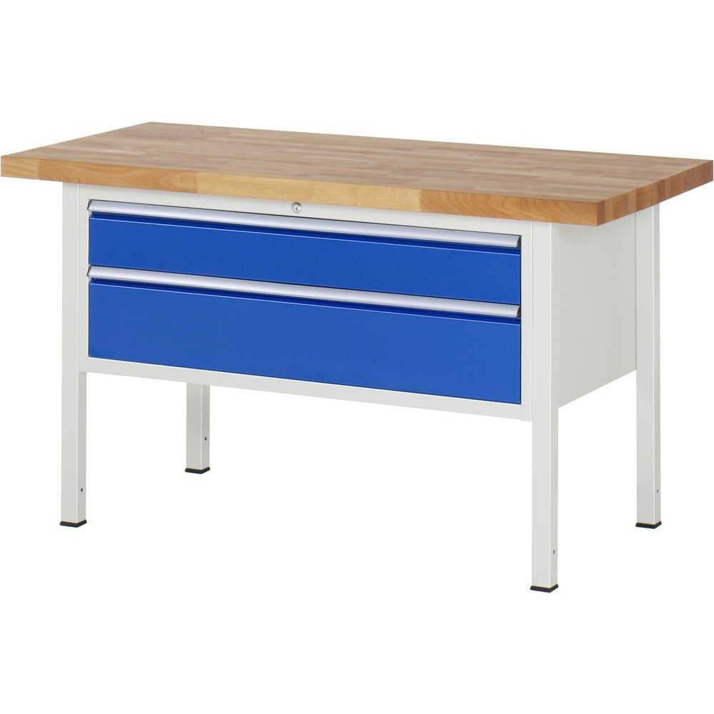 Produktabbildung Nr. 1: RAU Werkbank Serie 8000, HxBxT 840-1.040 x 1.500 x 700 mm, 2 x 100%-Auszug-Schubladen 1 x 150, 1 x 210 mm, Schubladen-TK 50 kg