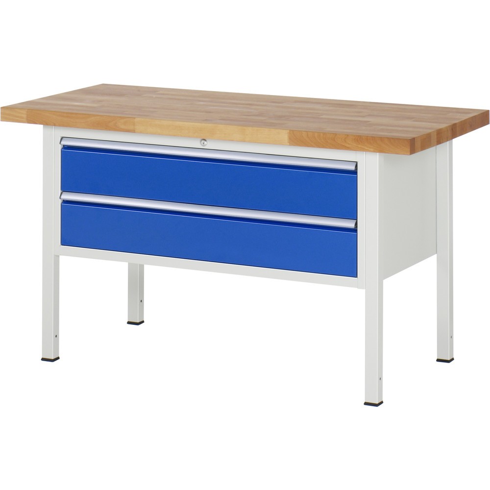Produktabbildung Nr. 1: RAU Werkbank Serie 8000, HxBxT 840-1.040 x 1.500 x 700 mm, 2 x 90%-Auszug-Schubladen 2 x 180 mm, Schubladen-TK 50 kg