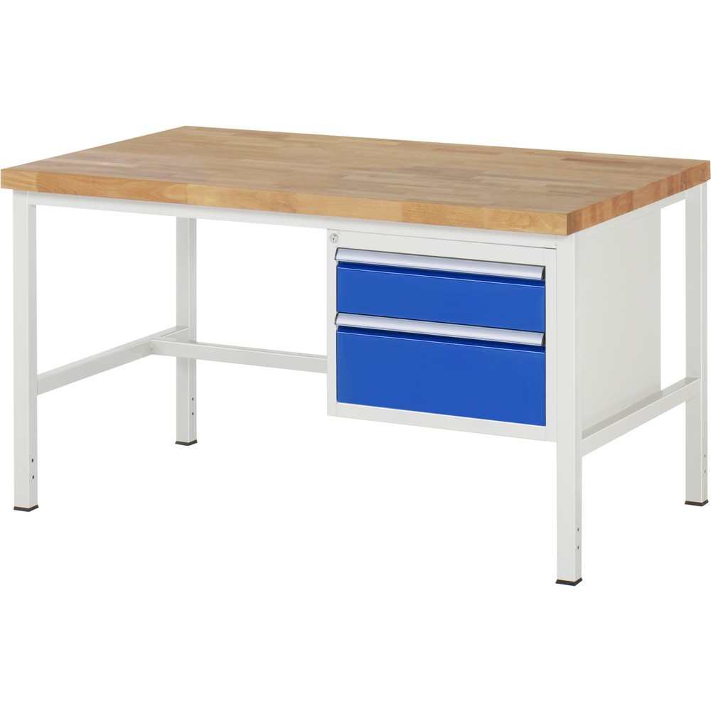 Produktabbildung Nr. 1: RAU Werkbank Serie 8000, HxBxT 840-1.040 x 1.500 x 900 mm, 2 x 100%-Auszug-Schubladen 1 x 150, 1 x 210 mm, Schubladen-TK 100 kg