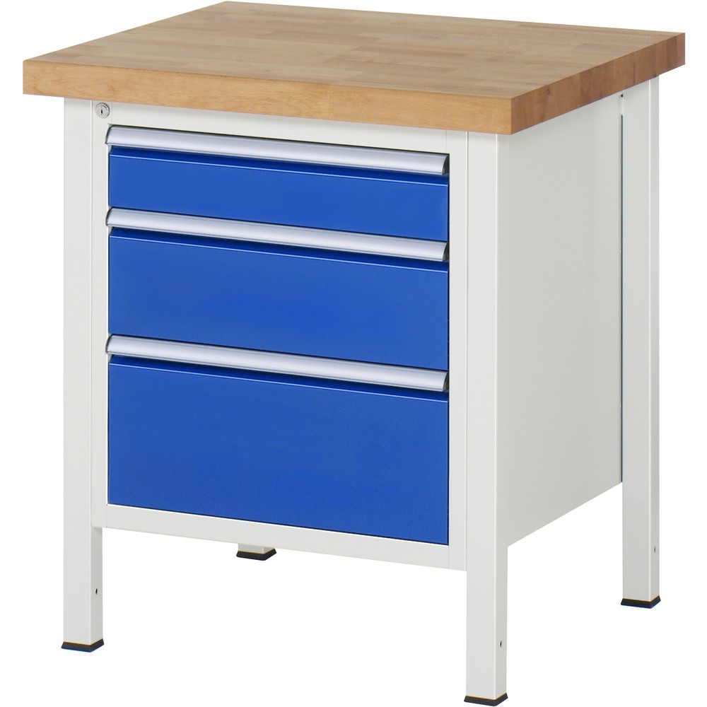 Produktabbildung Nr. 1: RAU Werkbank Serie 8000, HxBxT 840-1.040 x 750 x 700 mm, 3 x 90%-Auszug-Schubladen 1 x 120, 1 x 180, 1 x 240 mm, Breite 490 mm