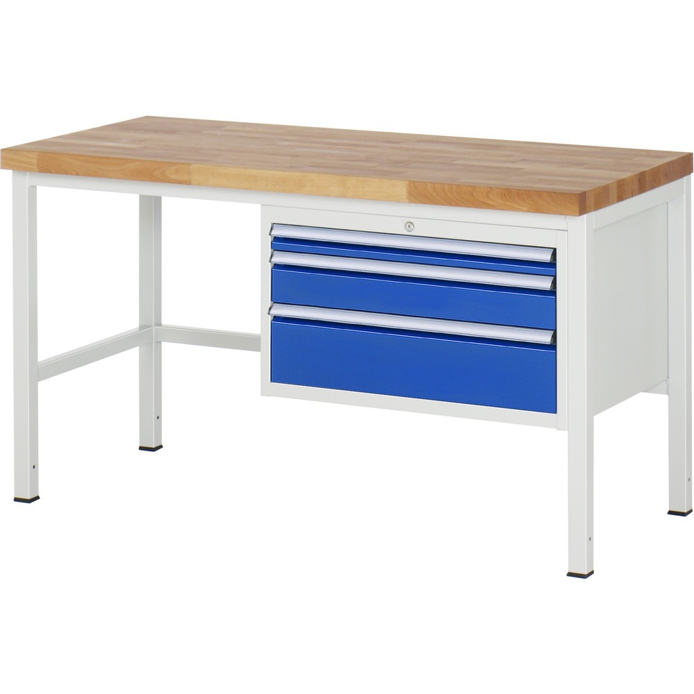 Produktabbildung Nr. 1: RAU Werkbank Serie 8000, HxBxT 840 x 1.500 x 700 mm, 3 x 100%-Auszug-Schubladen 1 x 60, 1 x 120, 1 x 180 mm, Schubladen-TK 75 kg