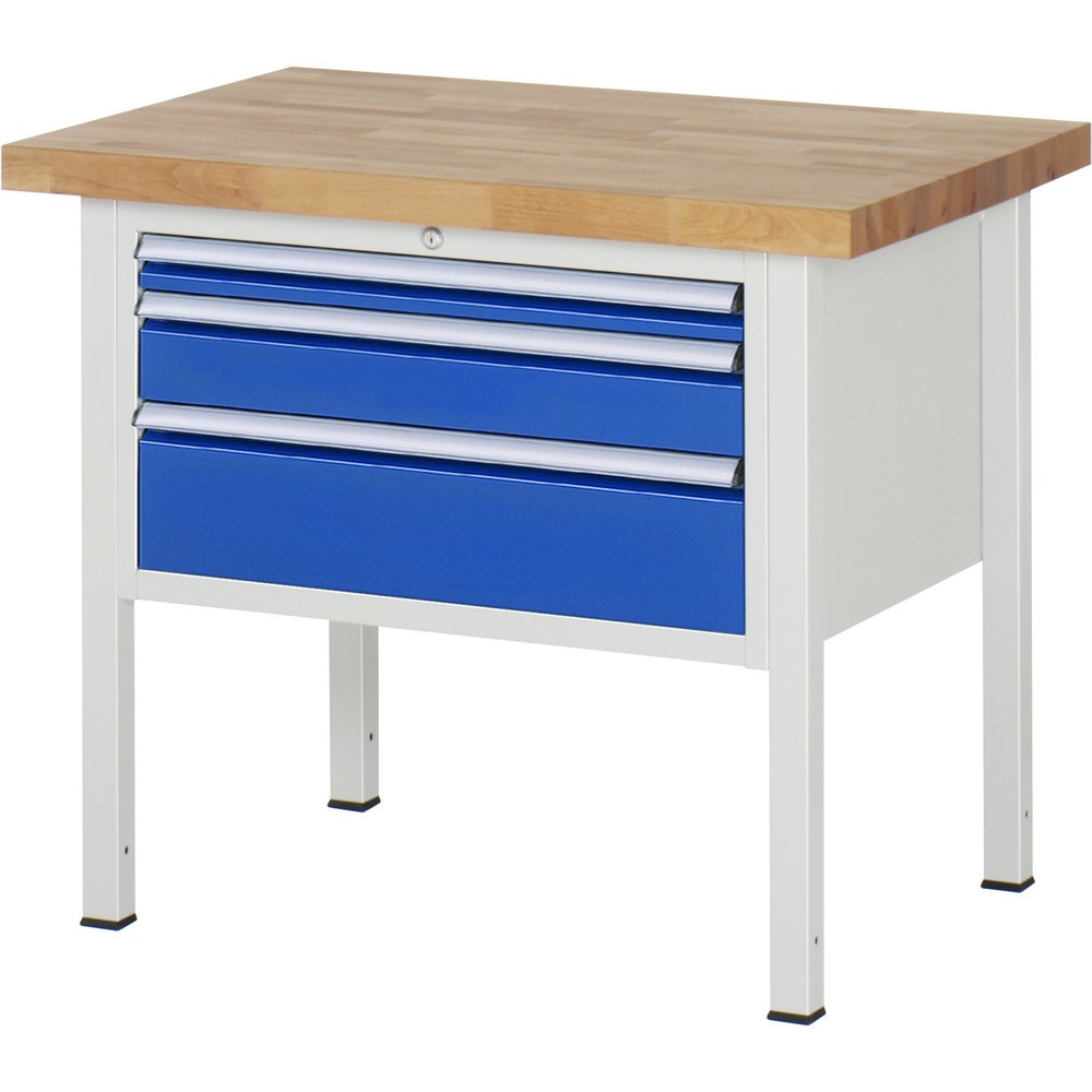 Produktabbildung Nr. 1: RAU Werkbank Serie 8000, HxBxT 840 x 1.000 x 700 mm, 3 x 90%-Auszug-Schubladen 1 x 60, 1 x 120, 1 x 180 mm, Schubladen-TK 75 kg