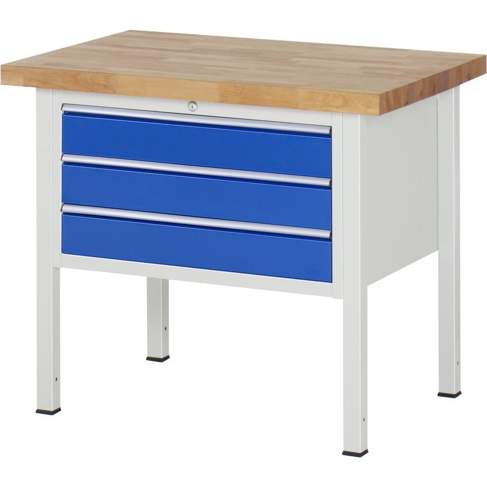 Produktabbildung Nr. 1: RAU Werkbank Serie 8000, HxBxT 840 x 1.000 x 700 mm, 3 x 100%-Auszug-Schubladen 3 x 120 mm, Schubladen-TK 75 kg