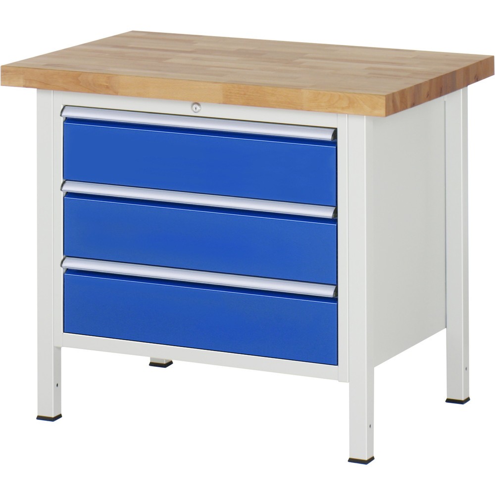 Produktabbildung Nr. 1: RAU Werkbank Serie 8000, HxBxT 840 x 1.000 x 700 mm, 3 x 100%-Auszug-Schubladen 3 x 180 mm, Schubladen-TK 75 kg