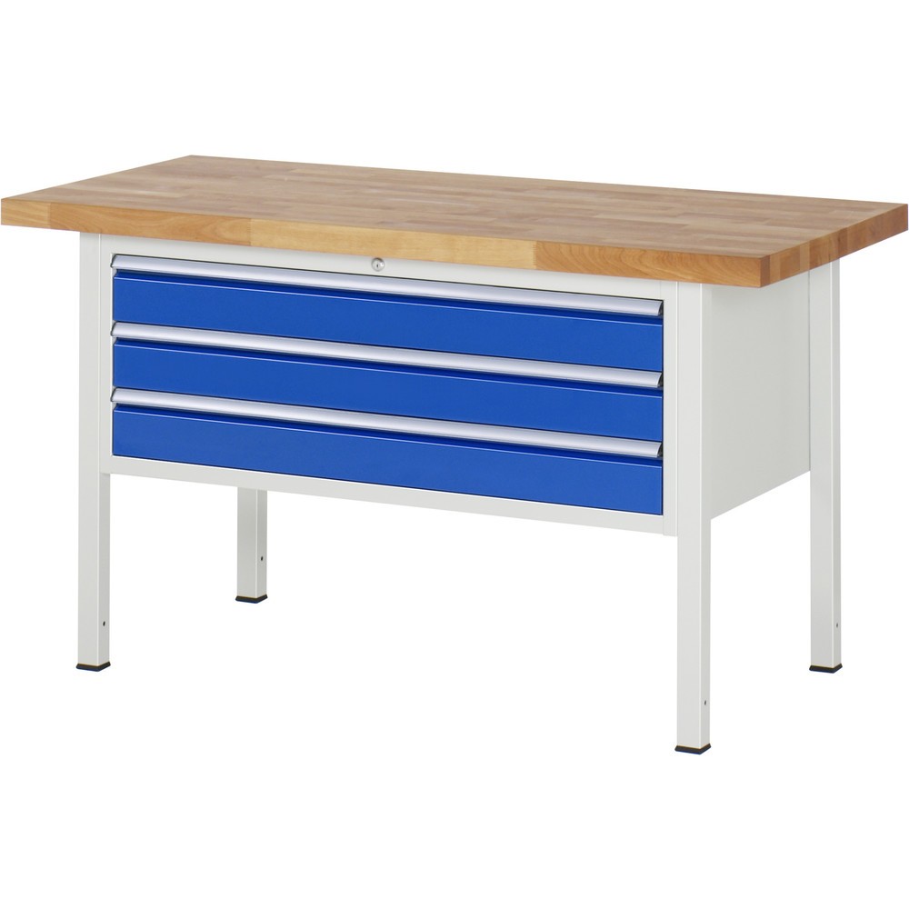Produktabbildung Nr. 1: RAU Werkbank Serie 8000, HxBxT 840 x 1.500 x 700 mm, 3 x 100%-Auszug-Schubladen 3 x 120 mm, Schubladen-TK 50 kg