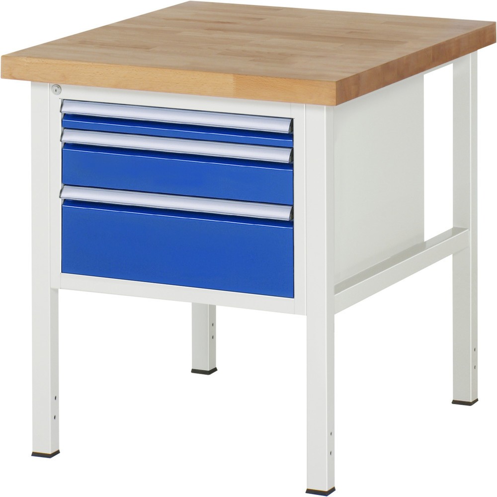 Produktabbildung Nr. 1: RAU Werkbank Serie 8000, HxBxT 840 x 750 x 900 mm, 3 x 90%-Auszug-Schubladen 1 x 60, 1 x 120, 1 x 180 mm, Schubladen-TK 100 kg