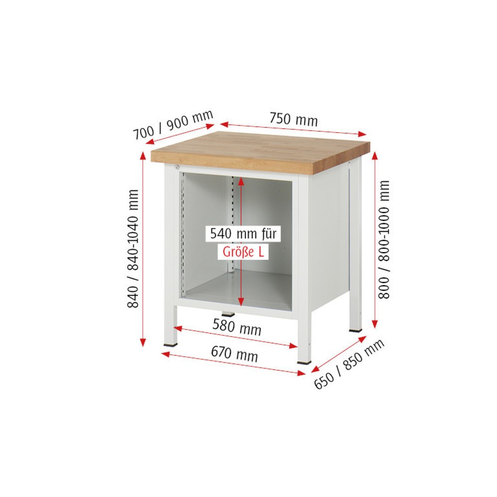 Produktabbildung Nr. 5: RAU Werkbank Serie 8000, HxBxT 840 x 750 x 700 mm, 5 x 90%-Auszug-Schubladen 4 x 90, 1 x 180 mm, Schubladen-TK 100 kg