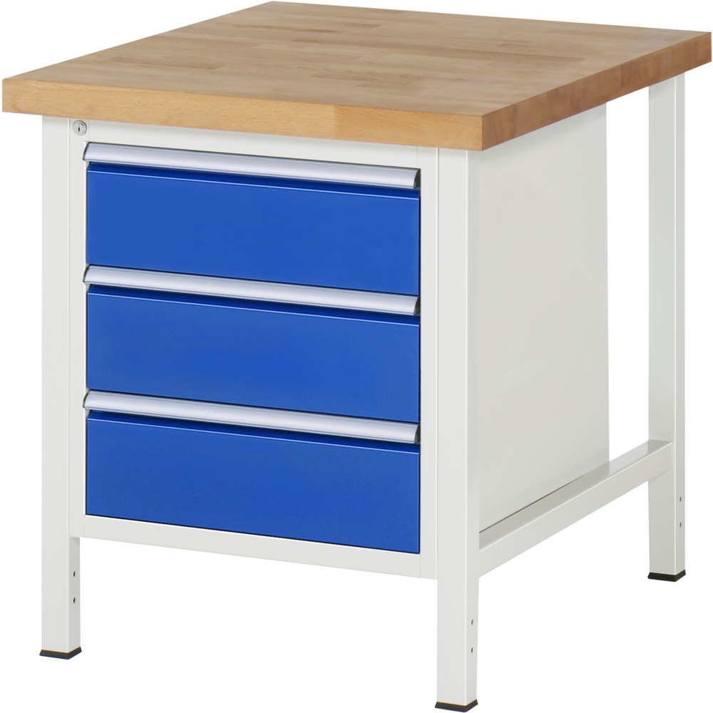 Produktabbildung Nr. 1: RAU Werkbank Serie 8000, HxBxT 840-1.040 x 750 x 900 mm, 3 x 100%-Auszug-Schubladen 3 x 180 mm, Schubladen-TK 100 kg