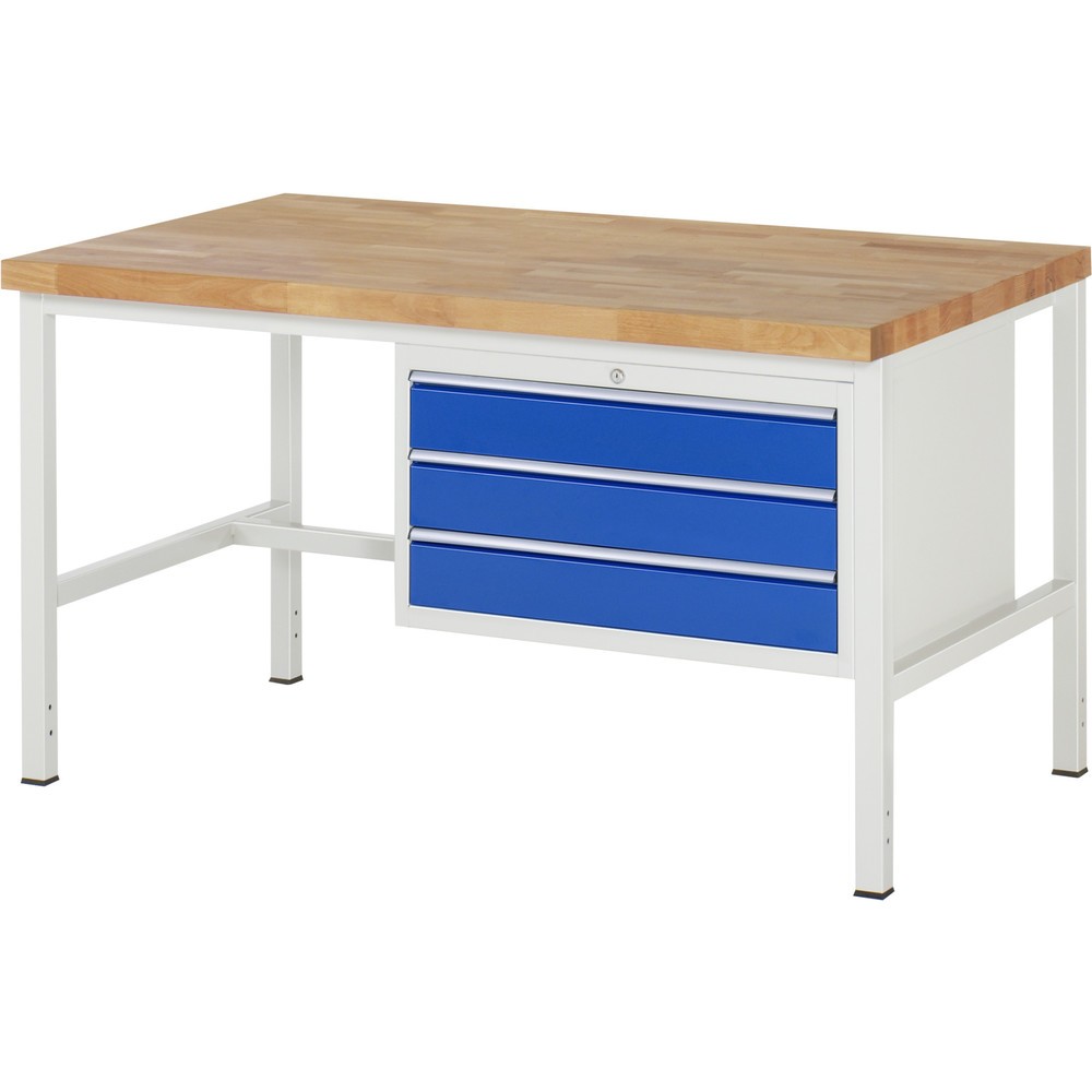 Produktabbildung Nr. 1: RAU Werkbank Serie 8000, HxBxT 840-1.040 x 1.500 x 900 mm, 3 x 90%-Auszug-Schubladen 3 x 120 mm, Schubladen-TK 75 kg