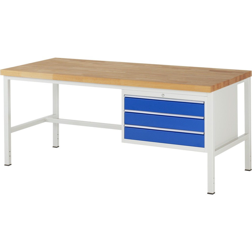 Produktabbildung Nr. 1: RAU Werkbank Serie 8000, HxBxT 840 x 2.000 x 900 mm, 3 x 100%-Auszug-Schubladen 3 x 120 mm, Schubladen-TK 75 kg