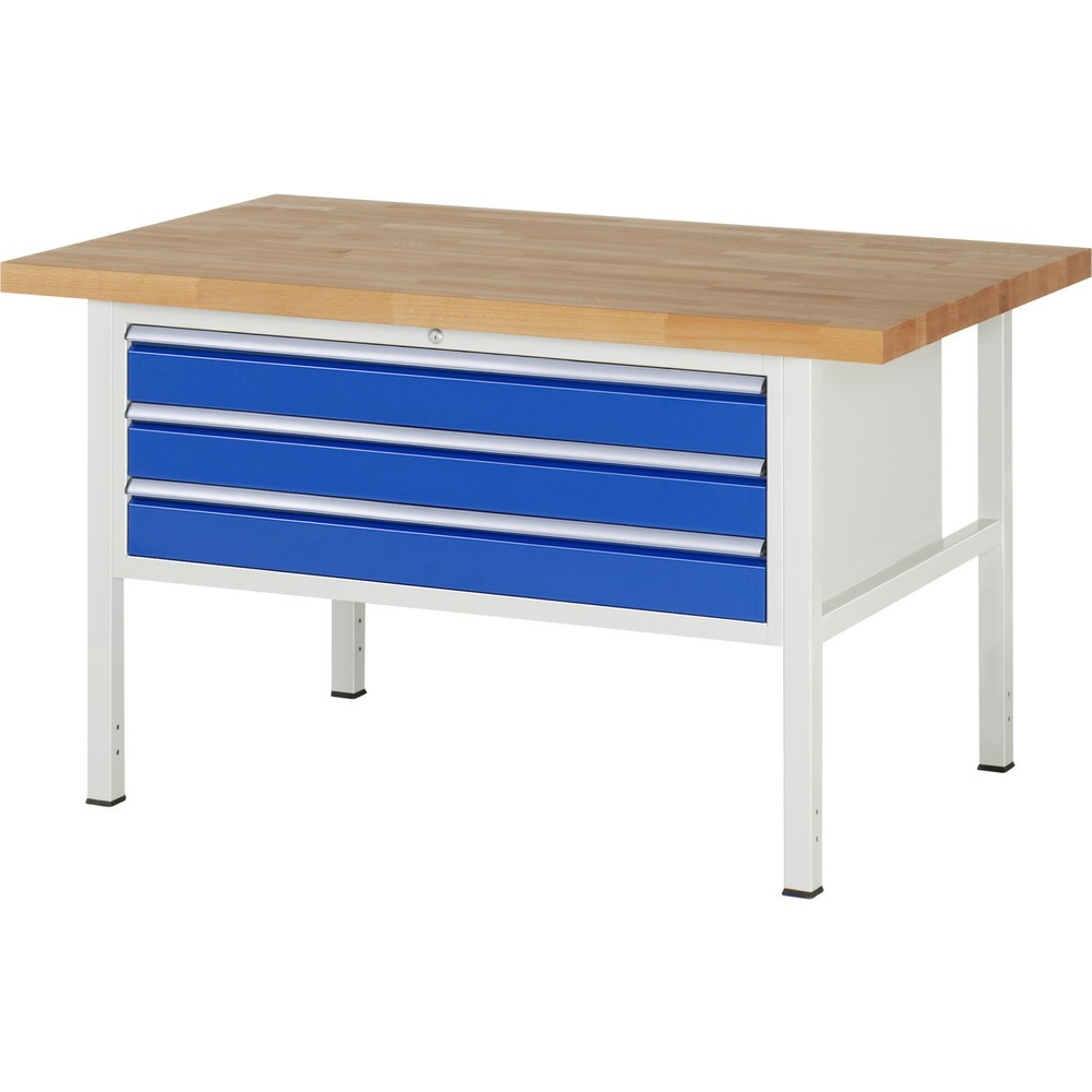 Produktabbildung Nr. 1: RAU Werkbank Serie 8000, HxBxT 840 x 1.500 x 900 mm, 3 x 100%-Auszug-Schubladen 3 x 120 mm, Schubladen-TK 50 kg