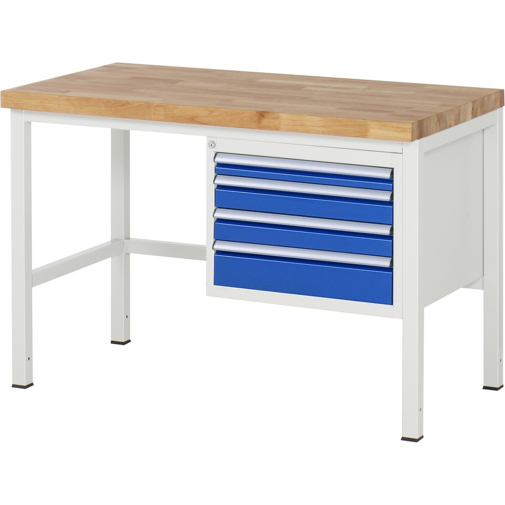 Produktabbildung Nr. 1: RAU Werkbank Serie 8000, HxBxT 840 x 1.250 x 700 mm, 4 x 90%-Auszug-Schubladen 1 x 60, 2 x 90, 1 x 120 mm, Schubladen-TK 100 kg