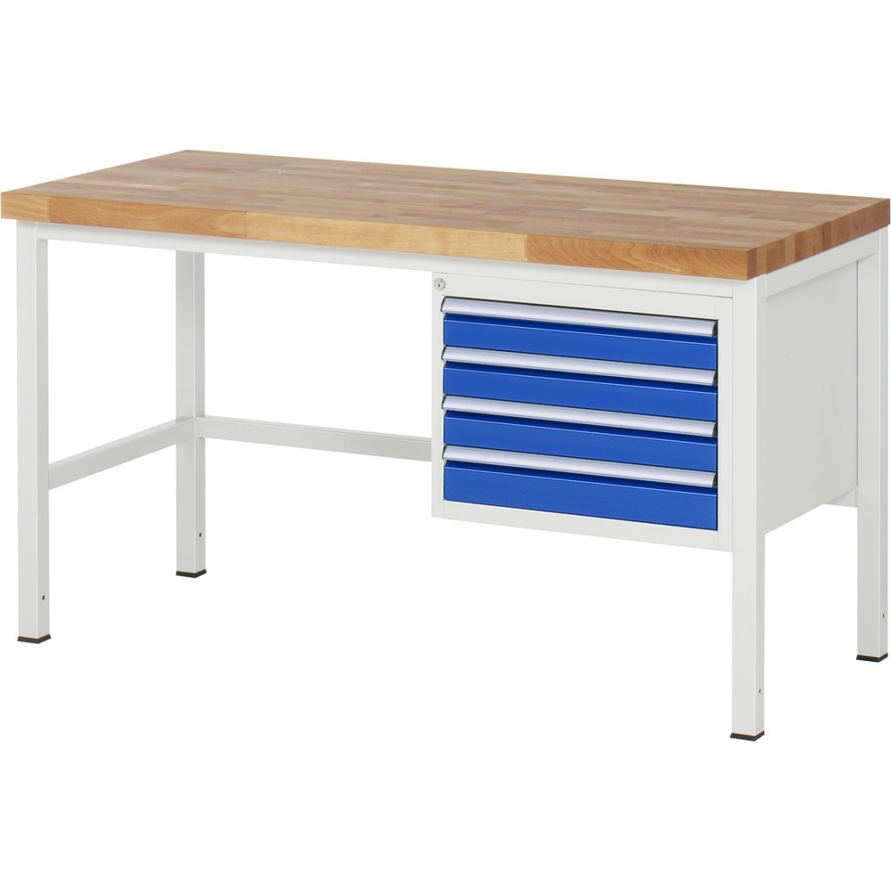 Produktabbildung Nr. 1: RAU Werkbank Serie 8000, HxBxT 840-1.040 x 1.500 x 700 mm, 4 x 90%-Auszug-Schubladen 4 x 90 mm, Breite 490 mm