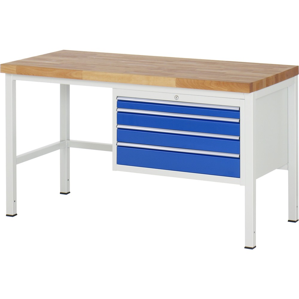 Produktabbildung Nr. 1: RAU Werkbank Serie 8000, HxBxT 840 x 1.500 x 700 mm, 4 x 100%-Auszug-Schubladen 1 x 60, 2 x 90, 1 x 120 mm, Schubladen-TK 75 kg