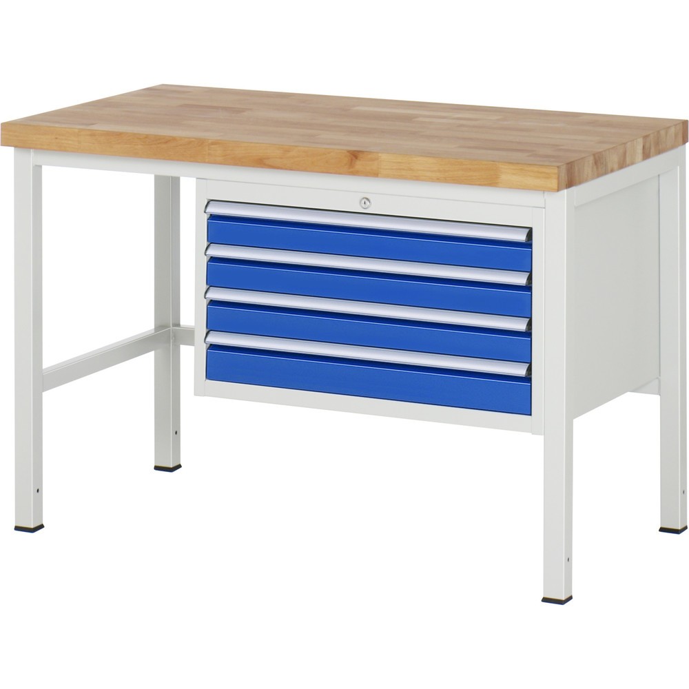 Produktabbildung Nr. 1: RAU Werkbank Serie 8000, HxBxT 840-1.040 x 1.250 x 700 mm, 4 x 90%-Auszug-Schubladen 4 x 90 mm, Breite 680 mm