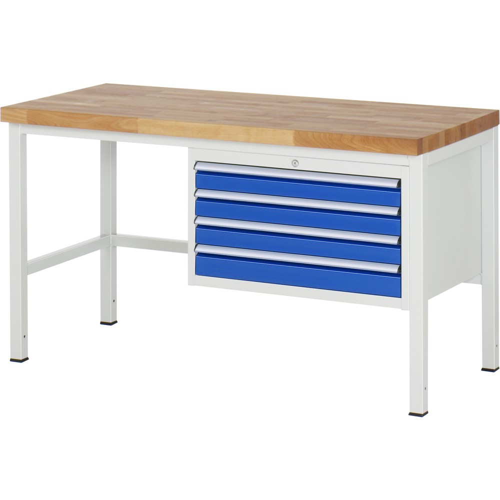 Produktabbildung Nr. 1: RAU Werkbank Serie 8000, HxBxT 840-1.040 x 1.500 x 700 mm, 4 x 100%-Auszug-Schubladen 4 x 90 mm, Breite 680 mm